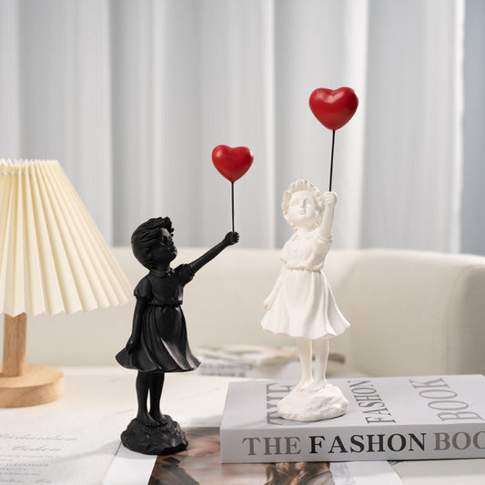 Little Girl With Balloon Art Sculpture Living Room Decorations Decoration Resin - Lumina shop