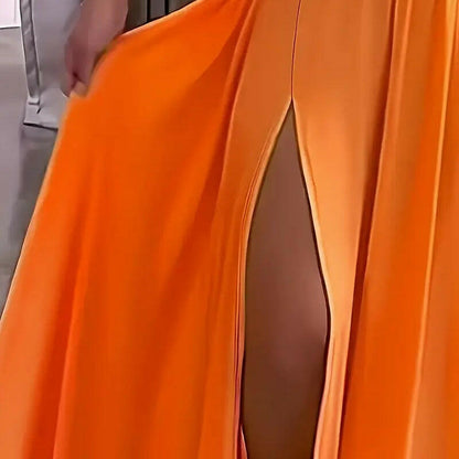 Women's Sexy Deep V Neck Maxi Dress Spaghetti Strap Sleeveless Backless High Slit Long Dress - Lumina shop