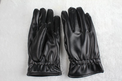 1 Pair Unisex Black Leather Gloves – Winter Warm Windproof Soft Gloves for Outdoor Cycling, Skiing & Motorbiking | Luminashop
