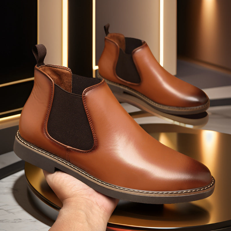 Men's Boots Plus Size British Style Leather Boots Youth All-matching - Lumina shop