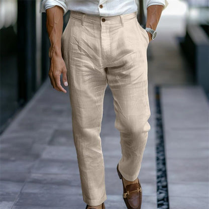 Men's Linen Trousers Solid Color Breathable Casual Pants Outdoor Clothing - Lumina shop
