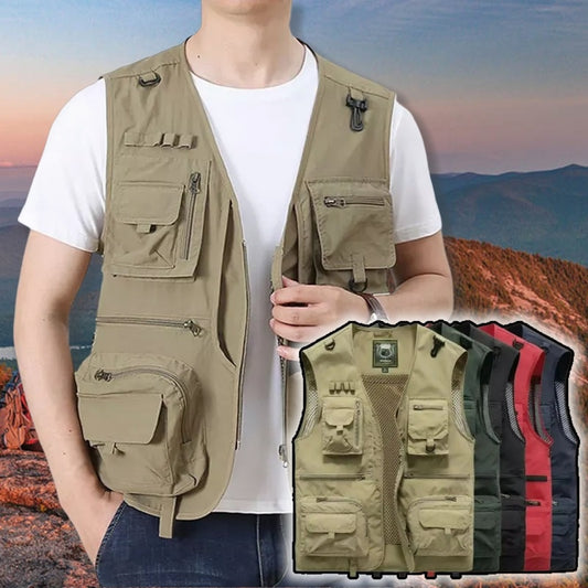 14 Pockets Summer New Men US Tactical Hiking Fishing Vest Mens Photographer Waistcoat Mesh Cargo Sleeveless Jacket Tool Vest - Lumina shop