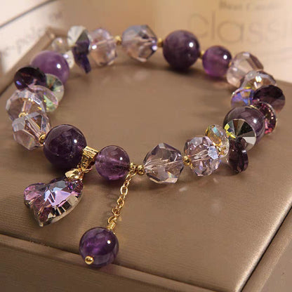 Purple Heart Crystal Bracelet Fashion Elegant Natural Amethyst Jewelry - Lumina shop