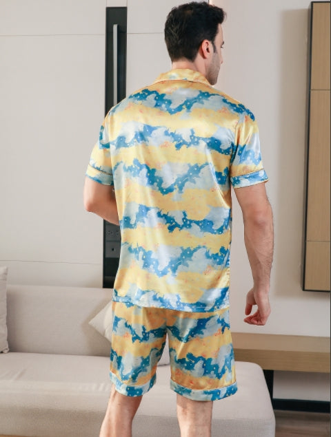 Men’s Ice Silk Double Short Suit – Lightweight Breathable Summer Two-Piece Set for Casual & Formal Wear | Luminashop