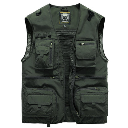 14 Pockets Summer New Men US Tactical Hiking Fishing Vest Mens Photographer Waistcoat Mesh Cargo Sleeveless Jacket Tool Vest - Lumina shop