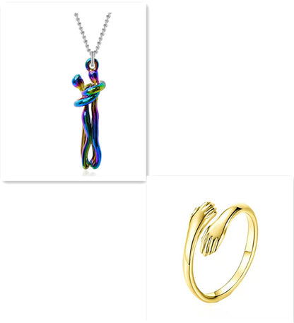 Love Hug Necklace Unisex Men Women Couple Jewelry Simple Temperament Clavicle Chain Valentines Day Lover Gift - Lumina shop