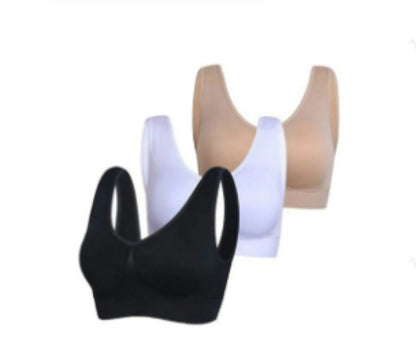 3-Pack Women’s Sports Bras – Padded Strappy Racerback Push Up Medium Support Yoga Tops | Luminashop