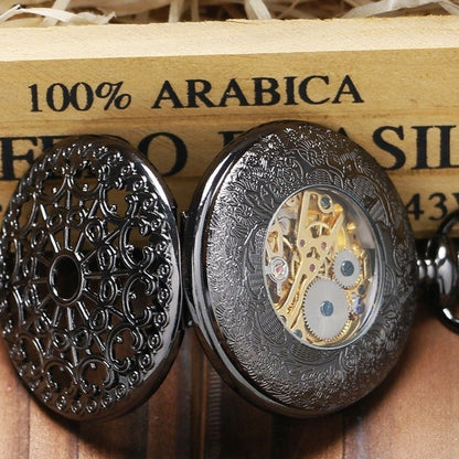 Mechanical Pocket Watch Retro Large Gun Color Spider Web Flip - Lumina shop