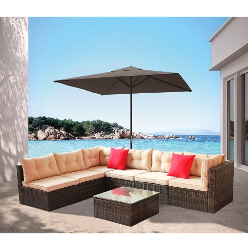 Patio Furniture Set PE Rattan Sectional Garden Furniture Corner Sofa Set - Lumina shop
