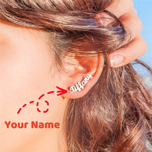Custom Name Stud Earrings For Women Girl Stainless Steel Jewelry Personalized Nameplate Earrings Daily Wearing Accessories - Lumina shop