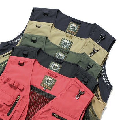 14 Pockets Summer New Men US Tactical Hiking Fishing Vest Mens Photographer Waistcoat Mesh Cargo Sleeveless Jacket Tool Vest - Lumina shop