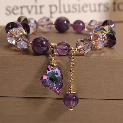 Purple Heart Crystal Bracelet Fashion Elegant Natural Amethyst Jewelry - Lumina shop