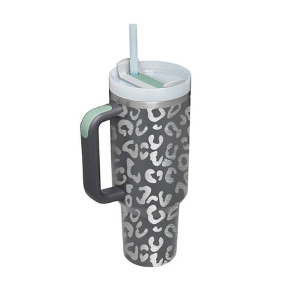 40 Oz Tumbler With Handle Straw Insulated, Stainless Steel Spill Proof Vacuum Coffee Cup Tumbler With Lid Tapered Mug - Lumina shop