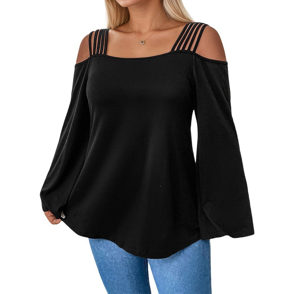 Simple and Elegant Off-Shoulder Long Sleeve T-Shirt – Stylish Women’s Top | Luminashop