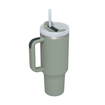 40 Oz Tumbler With Handle Straw Insulated, Stainless Steel Spill Proof Vacuum Coffee Cup Tumbler With Lid Tapered Mug - Lumina shop