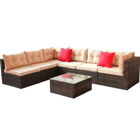 Patio Furniture Set PE Rattan Sectional Garden Furniture Corner Sofa Set - Lumina shop