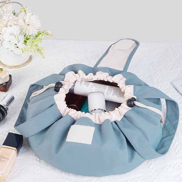 Barrel Drawstring Makeup Bag Large Capacity Women's Cosmetic Bag Toiletries Organizer Pouch Lady Travel Storage Case - Lumina shop