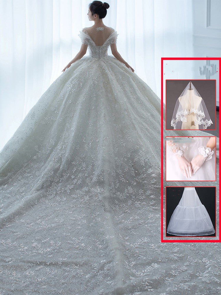 Off Shoulder French Main Wedding Dress – Elegant Bridal Gown with Romantic Silhouette | Luminashop