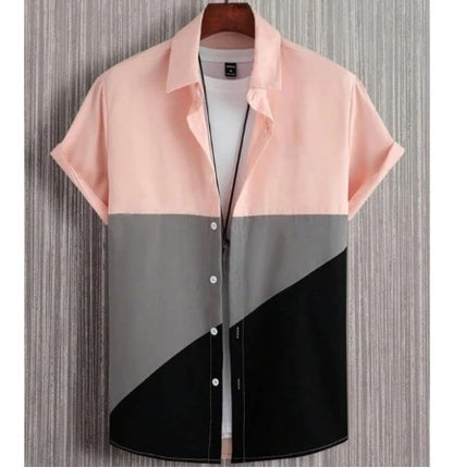 Fashion Trendy Men's Shirt Digital Printing Casual Breathable Stand Collar Short Sleeve - Lumina shop