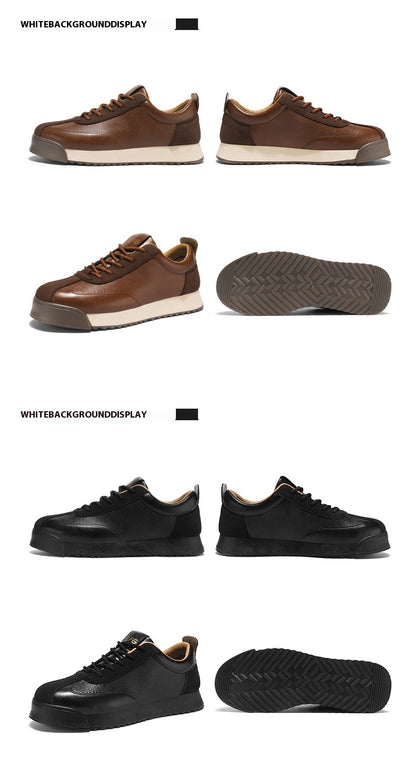 Men’s Black Leather Work Shoes – Low-Cut Casual Business Footwear, Comfortable Office & Daily Wear | Luminashop