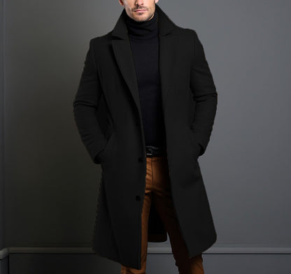 Men’s Woolen Mid-Length Trench Coat – Classic Warm Winter Overcoat | Luminashop.