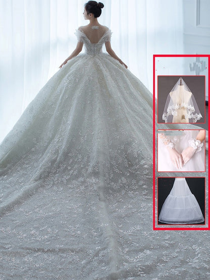 Off Shoulder French Main Wedding Dress - Lumina shop