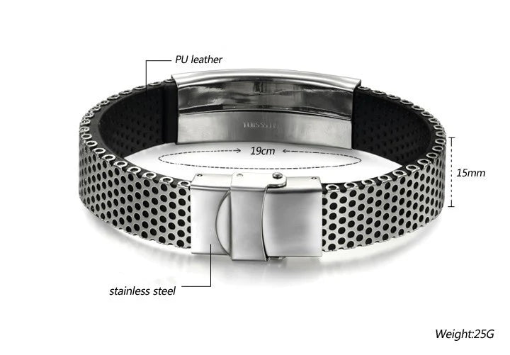 Men's Titanium Leather Bracelet | Luminashop