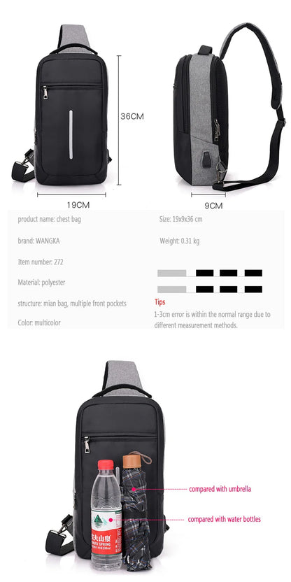 Anti-Theft USB Charging Chest Bag | Luminashop